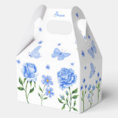 Lichtblauwe Quinceañera Vlinder en Rozen Bloemen Bedankdoosjes (Achterkant)