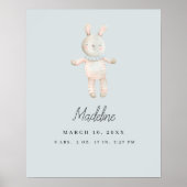 lichtblauwe roze konijnenkwekerij poster (Voorkant)