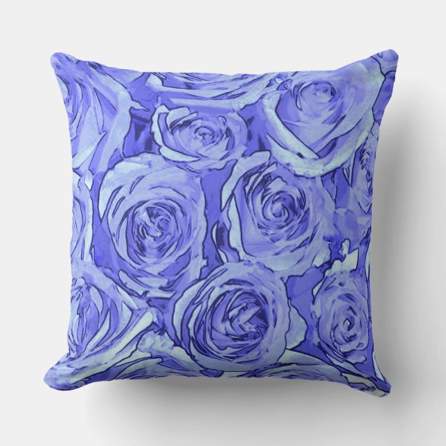 Lichtblauwe Rozen Kussen (Voorkant)
