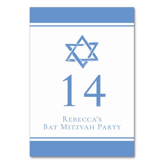 Lichtblauwe ster van David Bat Mitswa Party Kaart (Voorkant)