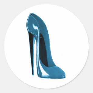lichtblauwe stiletto schoen ronde sticker