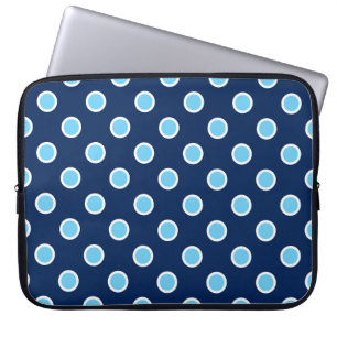 Lichtblauwe stippen op donkerblauwe laptophoes laptop sleeve