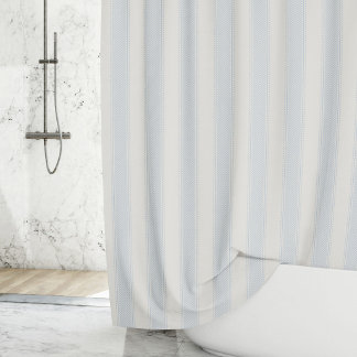 Lichtblauwe Streep Zachte Crème Beige Boho Boerder Douchegordijn