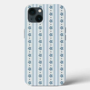Lichtblauwe Strepen En Bloemen iPhone 13 Hoesje