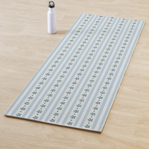 Lichtblauwe Strepen En Bloemen Yogamat