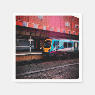 Lichtblauwe trein servet