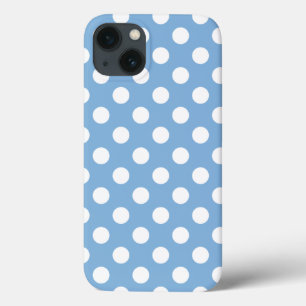 Lichtblauwe trendkleur en polka stippen iPhone 13 hoesje