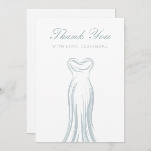 Lichtblauwe trouwjurk Dank u kaart (Voorkant / Achterkant)