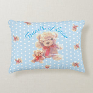 Lichtblauwe Vintage Teddyshop Nursery Accent Kussen
