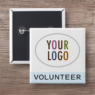 Lichtblauwe vrijwilligersspeld Logo vierkante knoo Button 5,1 Cm