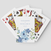 Lichtblauwe Waterverf Bloemen Trouwnamen Favoriet Pokerkaarten (Achterkant)