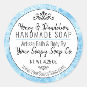 Lichtblauwe Waterverf Modern Typografie Zeep Ronde Sticker (Voorkant)