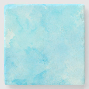 Lichtblauwe Waterverf – serene stijl Stenen Onderzetter