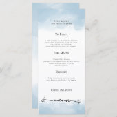 Lichtblauwe Waterverven Heart Swash Wedding Menu (Voorkant / Achterkant)