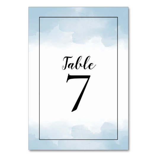 Lichtblauwe Waterverven Zwart Script Bruiloft Kaart (Voorkant)