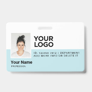 Lichtblauwe werknemer Moderne foto-ID-beveiliging Badge