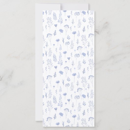 Lichtblauwe wildflower tuin bruiloft menu kaarten (Achterkant)