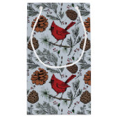 Lichtblauwe winter Perched Red Cardinal & Pine Con Klein Cadeauzakje (Achterkant)