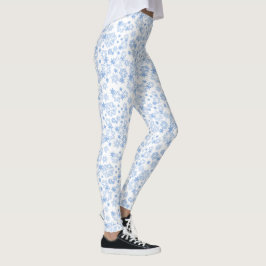 Lichtblauwe winter sneeuwvlok patroon leggings