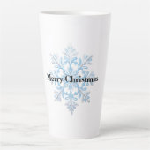 Lichtblauwe witte sneeuwvlok Kerstmis Latte Mok (Voorkant)