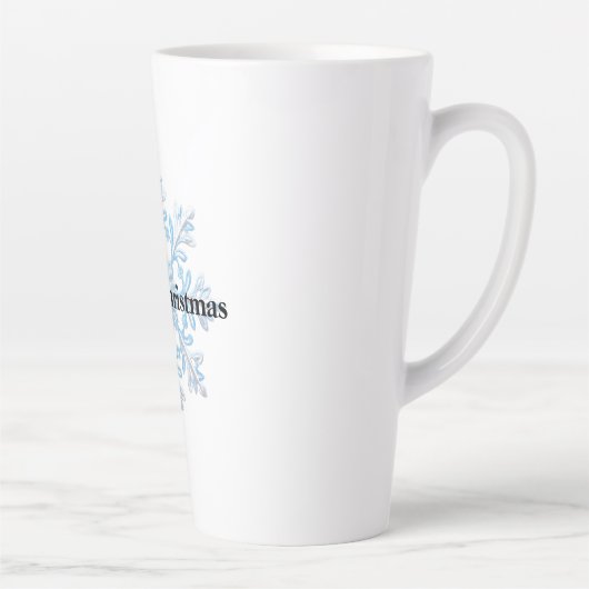 Lichtblauwe witte sneeuwvlok Kerstmis Latte Mok (Rechts)
