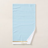 LICHTBLAUWE WITTE STRIPTE PATROON TRIM TOWEL SET BAD HANDDOEK (Handdoek)