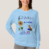 Lichtblauwe zonnebloembijen positief t-shirt (Voorkant)