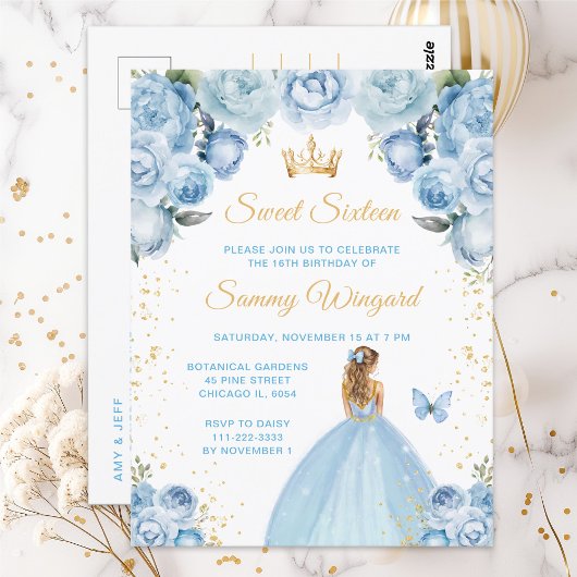 Lichtblonde Haren Prinses Sweet Sixteen Briefkaart