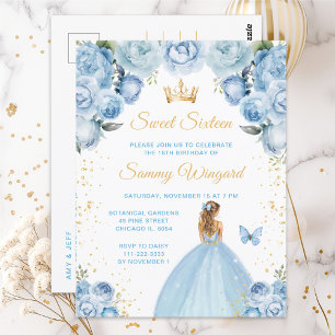Lichtblonde Prinses Sweet Sixteen Briefkaart