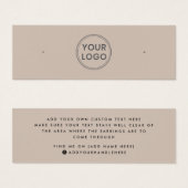 Lichtbruin custom logo stud oorbel display kaart (Voorkant /achterkant)