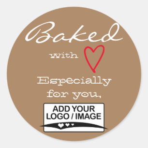 Lichtbruin Eenvoudig Minimalist Gemaakt met Liefde Ronde Sticker