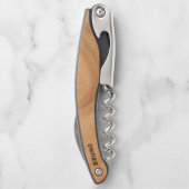 Lichtbruin Faux-houtmonogram Kurkentrekker (Achterkant)