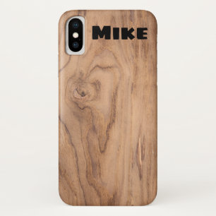 Lichtbruin hout, gepersonaliseerde naam iPhone x hoesje