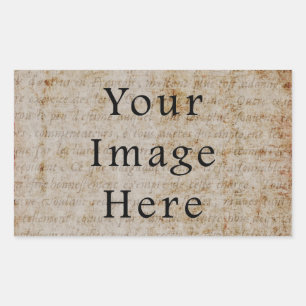 lichtbruin script tekst perkament papier rechthoekige sticker