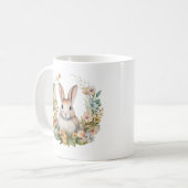Lichtbruin/Tan Bunny Konijn met bloemen Koffiemok (Voorkant links)