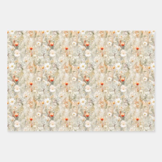 Lichtbruin Wildflower Pattern Waterverf Inpakpapier Vel (Voorkant 2)