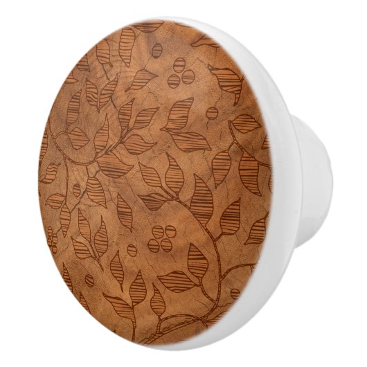 Lichtbruine bladtakken keramische knop (Rechts)