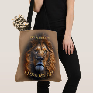 Lichtbruine Canvas tas "Ik hou van mijn kat" Aange