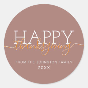 Lichtbruine Happy Thanksgiving Ronde Sticker