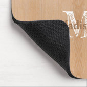 Lichtbruine houtnerf Custom Monogram Muismat (Hoek)