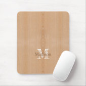 Lichtbruine houtnerf Custom Monogram Muismat (Met muis)