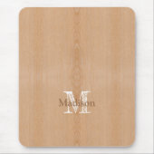 Lichtbruine houtnerf Custom Monogram Muismat (Voorkant)