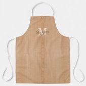 Lichtbruine houtnerf Custom Monogram Schort (Voorkant)