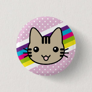 lichtbruine kattenpols ronde button 3,2 cm