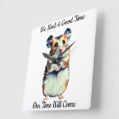 Lichtbruine Muis Wit Ontwerp - Vierkante Klok (Hoek)