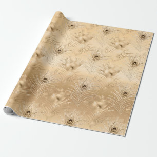 Lichtbruine Pauwveer Deluxe Glamoureus Cadeaupapier