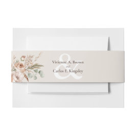 Lichte aarde toon bloemige rustieke boho bruiloft uitnodigingen wikkel