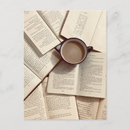 Lichte Academia Esthetische koffie en boeken Briefkaart