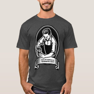 Lichte achtergrond van de Barista Dag T-shirt