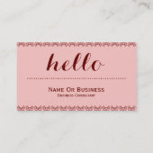Lichte anjer roze en diep rood, Hallo unieke tekst Visitekaartje (Achterkant)